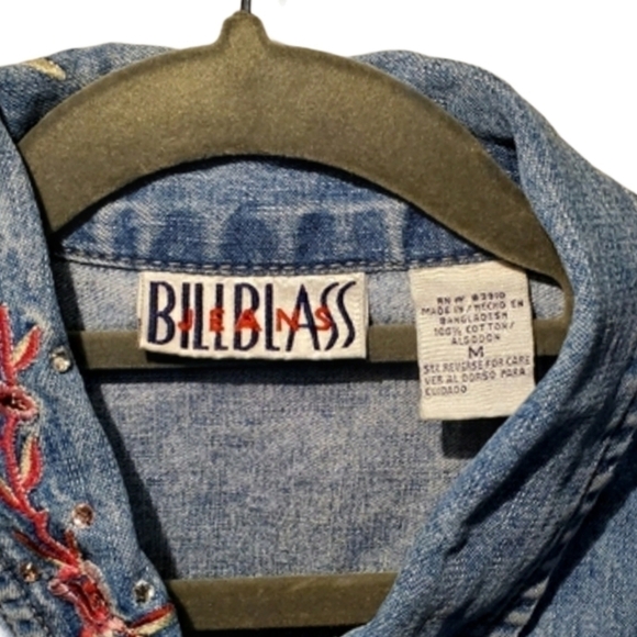 Vintage Bill Blass sz M Embroidered jean vest - Picture 3 of 7